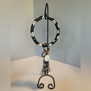 Wristlet Keychain. Paw Print Design. Black and White. NWOT